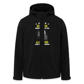 SOLDATEN_ALLE ANDEREN - Recycelte Männer Softshell-Jacke von Stanley/Stella - Schwarz - Vorne - AI Model Male 185 light (185cm)