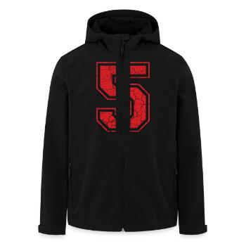 5 five fuenf red rot (uk) - Men’s Recycled Softshell Jacket by Stanley/Stella - black - Front - AI Model Male 185 light (185cm)