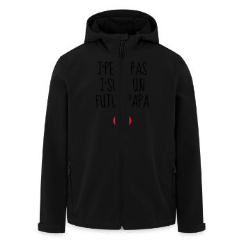 Papa / Fête des pères / Pere / Famille / humour - Veste softshell homme en polyester recyclé Stanley/Stella - noir - Devant - AI Model Male 185 light (185cm)