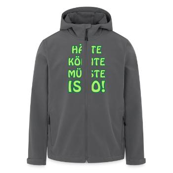 Hätte könnte müsste isso! - Recycelte Männer Softshell-Jacke von Stanley/Stella - Schwarz - Vorne - AI Model Male 185 light (185cm)