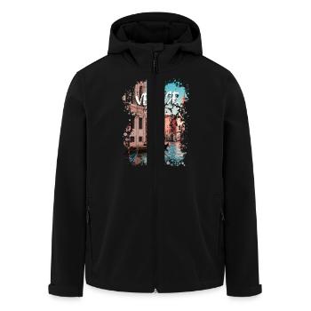 VENICE - ITALY - Recycelte Männer Softshell-Jacke von Stanley/Stella - Schwarz - Vorne - AI Model Male 185 light (185cm)