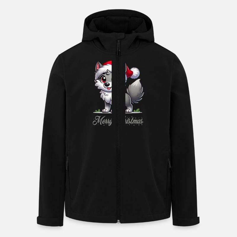 Wolf Merry Christmas - Men’s Recycled Softshell Jacket by Stanley/Stella - black