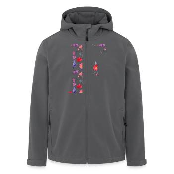 Lettre f personnalisée floral - idée cadeau - Veste softshell homme en polyester recyclé Stanley/Stella - noir - Devant - AI Model Male 185 light (185cm)