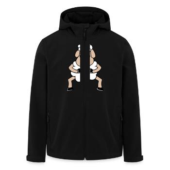 sheep tired bored look sheep stands cute - Men’s Recycled Softshell Jacket by Stanley/Stella - black - Front - AI Model Male 185 light (185cm)