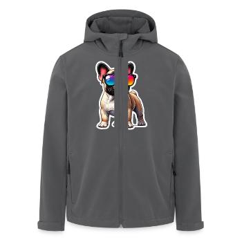 French Bulldog - Men’s Recycled Softshell Jacket by Stanley/Stella - black - Front - AI Model Male 185 light (185cm)