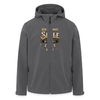 Kind Smile - Men’s Recycled Softshell Jacket by Stanley/Stella - black - Front - AI Model Male 185 light (185cm)