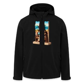 Mona Lisa on holiday - Men’s Recycled Softshell Jacket by Stanley/Stella - black - Front - AI Model Male 185 light (185cm)