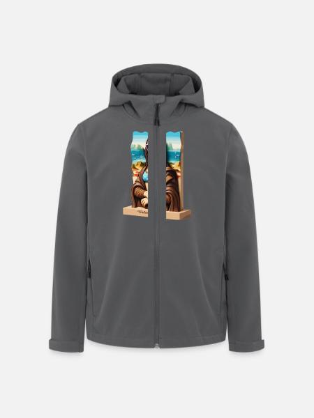 Mona Lisa on holiday - Men’s Recycled Softshell Jacket by Stanley/Stella - black