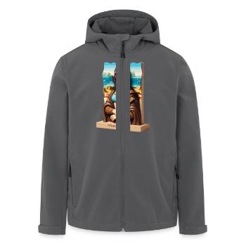 Mona Lisa en vacances - Veste softshell homme en polyester recyclé Stanley/Stella - charbon - Devant - AI Model Male 185 light (185cm)
