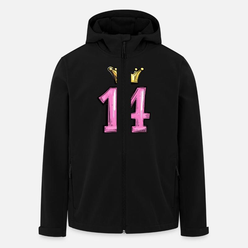 14 Zahl Trikot Krone - Recycelte Männer Softshell-Jacke von Stanley/Stella - Schwarz