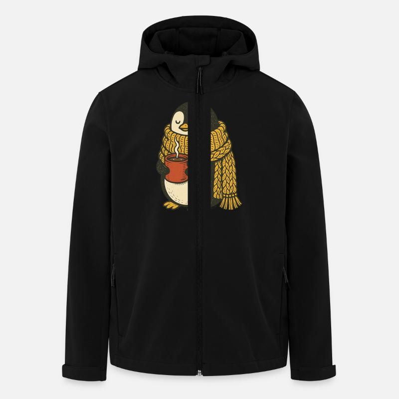 Ambiance chaleureuse de pingouin - Veste softshell homme en polyester recyclé Stanley/Stella - noir