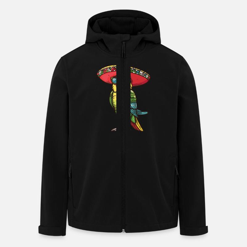 Perroquet Bande Dessinée Drôle Sombrero - Veste softshell homme en polyester recyclé Stanley/Stella - noir