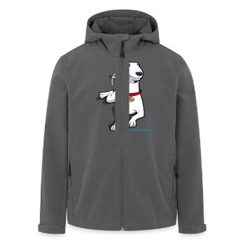 Bull Terrier Cartoon Dog - Men’s Recycled Softshell Jacket by Stanley/Stella - black - Front - AI Model Male 185 light (185cm)
