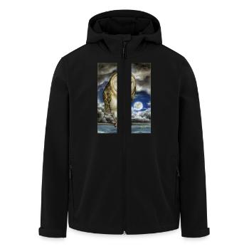 Moon Watch - Men’s Recycled Softshell Jacket by Stanley/Stella - black - Front - AI Model Male 185 light (185cm)
