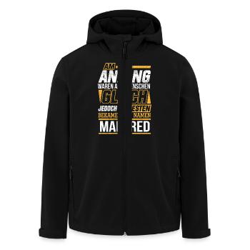 MANFRED - Die Besten - Recycelte Männer Softshell-Jacke von Stanley/Stella - Schwarz - Vorne - AI Model Male 185 light (185cm)