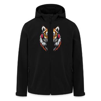 Tiger Animal Graphic Musik Kopfhörer Art Tiger - Recycelte Männer Softshell-Jacke von Stanley/Stella - Schwarz - Vorne - AI Model Male 185 light (185cm)