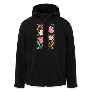 Otomi Blumenmuster Kulturelle Kunst - Recycelte Männer Softshell-Jacke von Stanley/Stella - Schwarz - Vorne - AI Model Male 185 light (185cm)