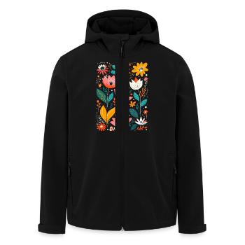 Otomi Blumenmuster Kulturelle Kunst - Recycelte Männer Softshell-Jacke von Stanley/Stella - Schwarz - Vorne - AI Model Male 185 light (185cm)
