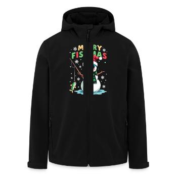 Noël du pêcheur - Merry Fishmas - Veste softshell homme en polyester recyclé Stanley/Stella - noir - Devant - AI Model Male 185 light (185cm)