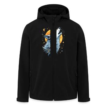 Herzlinie Wolf - Mond-Kunst - Recycelte Männer Softshell-Jacke von Stanley/Stella - Schwarz - Vorne - AI Model Male 185 light (185cm)