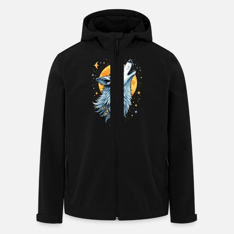 Herzlinie Wolf - Mond-Kunst - Recycelte Männer Softshell-Jacke von Stanley/Stella - Schwarz