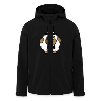 Schaf Herr Gentleman Zylinder Hut Monokel Brille - Recycelte Männer Softshell-Jacke von Stanley/Stella - Schwarz - Vorne - AI Model Male 185 light (185cm)