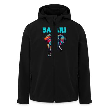 Safari à dos d’éléphant - Veste softshell homme en polyester recyclé Stanley/Stella - noir - Devant - AI Model Male 185 light (185cm)