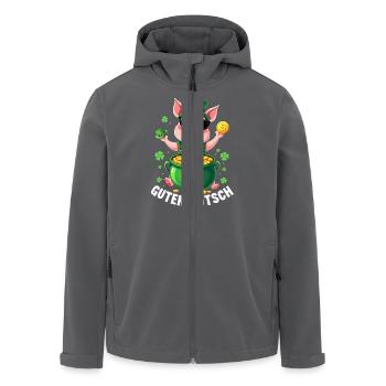 Glücksschwein - Silvester Guten Rutsch - Recycelte Männer Softshell-Jacke von Stanley/Stella - Anthrazit - Vorne - AI Model Male 185 light (185cm)