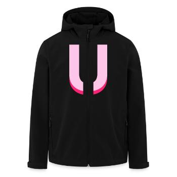 Pop and modern pink letter u - Men’s Recycled Softshell Jacket by Stanley/Stella - black - Front - AI Model Male 185 light (185cm)