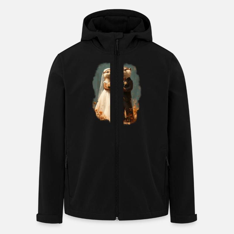 Otter Hochzeitspaar - Recycelte Männer Softshell-Jacke Discoverer von Stanley/Stella - Schwarz