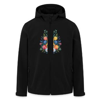 Floral Guitar Harmony - Men’s Recycled Softshell Jacket by Stanley/Stella - black - Front - AI Model Male 185 light (185cm)