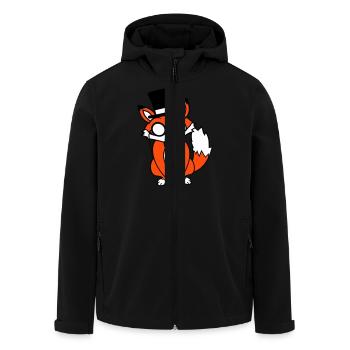 Fuchs Rotfuchs Sir Mr. Zylinder Hut Monokel Brille - Recycelte Männer Softshell-Jacke von Stanley/Stella - Schwarz - Vorne - AI Model Male 185 light (185cm)