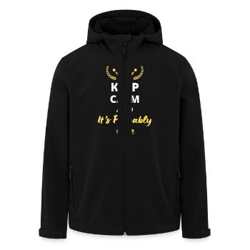 "Keep Calm and It's Probably Fine" - Relaxed - Men’s Recycled Softshell Jacket by Stanley/Stella - black - Front - AI Model Male 185 light (185cm)
