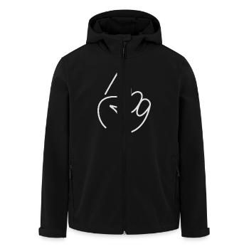 Handgeste Gezeichnet minimalistisch Anzeigen - Recycelte Männer Softshell-Jacke von Stanley/Stella - Schwarz - Vorne - AI Model Male 185 light (185cm)