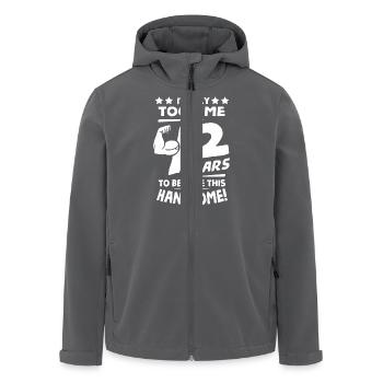 Happy 42 Years Old - Men’s Recycled Softshell Jacket by Stanley/Stella - anthracite - Front - AI Model Male 185 light (185cm)