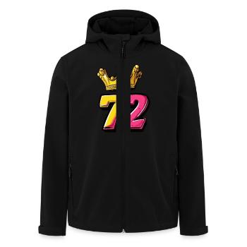 72 Zahl Trikot Krone - Recycelte Männer Softshell-Jacke von Stanley/Stella - Schwarz - Vorne - AI Model Male 185 light (185cm)