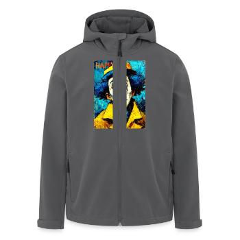 "Sad Clown" by van Gogh - Men’s Recycled Softshell Jacket by Stanley/Stella - black - Front - AI Model Male 185 light (185cm)