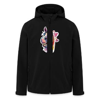 Cheval coloré en style aquarelle - Veste softshell homme en polyester recyclé Stanley/Stella - noir - Devant - AI Model Male 185 light (185cm)