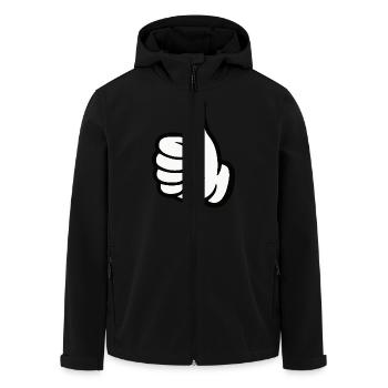 like hand - Men’s Recycled Softshell Jacket by Stanley/Stella - black - Front - AI Model Male 185 light (185cm)