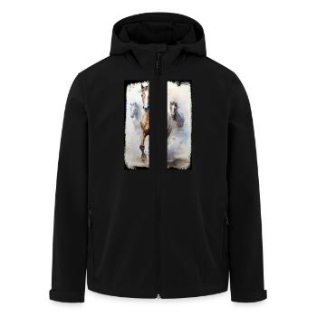 Wild Horses Group Nature Beach Water Splash - Men’s Recycled Softshell Jacket by Stanley/Stella - black - Front - AI Model Male 185 light (185cm)