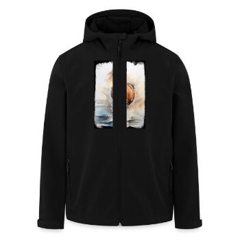Cheval sauvage, Nature, Plage, Éclaboussures d’eau, Dynamique - Veste softshell homme en polyester recyclé Stanley/Stella - noir - Devant - AI Model Male 185 light (185cm)