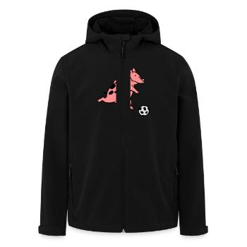 Schwein spielt Fußball - Recycelte Männer Softshell-Jacke von Stanley/Stella - Schwarz - Vorne - AI Model Male 185 light (185cm)
