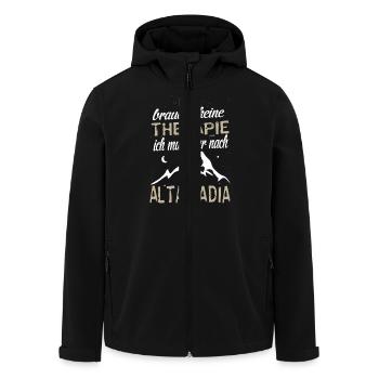 Alta Badia Therapie - Recycelte Männer Softshell-Jacke von Stanley/Stella - Schwarz - Vorne - AI Model Male 185 light (185cm)