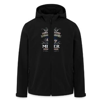 Noble professions shirt for the Miller - Men’s Recycled Softshell Jacket by Stanley/Stella - black - Front - AI Model Male 185 light (185cm)