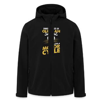 Never Underestimate An Old Man With A Motor Cycle - Men’s Recycled Softshell Jacket by Stanley/Stella - black - Front - AI Model Male 185 light (185cm)