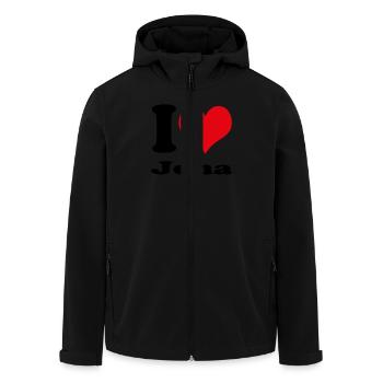 I love Jena - Men’s Recycled Softshell Jacket by Stanley/Stella - black - Front - AI Model Male 185 light (185cm)