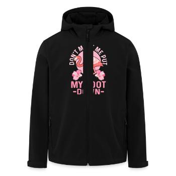 Don't Make Me Put My Foot Down Flamingo Pink Bird - Men’s Recycled Softshell Jacket by Stanley/Stella - black - Front - AI Model Male 185 light (185cm)