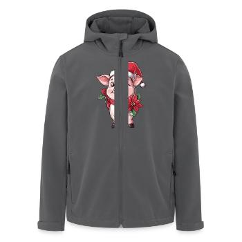 Schweinchen Ferkel Weichnachtsschwein Weihnachten - Recycelte Männer Softshell-Jacke von Stanley/Stella - Schwarz - Vorne - AI Model Male 185 light (185cm)