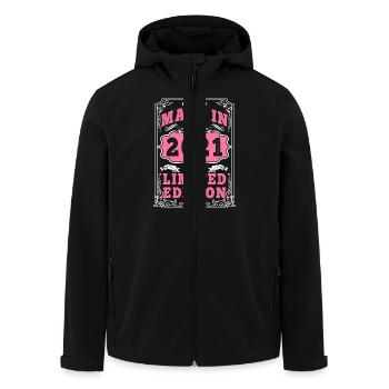 Vintage Né(e) en 2021 made in 2021 4 ans. Art_202 - Veste softshell homme en polyester recyclé Stanley/Stella - noir - Devant - AI Model Male 185 light (185cm)
