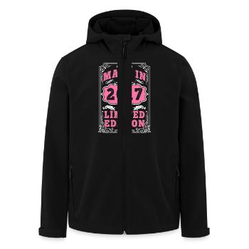 Jahrgang: Jahrgang 2017, hergestellt im Jahr 2017, 8 Jahre alt. Art_202 - Recycelte Männer Softshell-Jacke von Stanley/Stella - Schwarz - Vorne - AI Model Male 185 light (185cm)